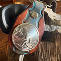 Sasquatch Handmade Leather Keychain: Tooled Bigfoot Accessory Brown and Turquoise