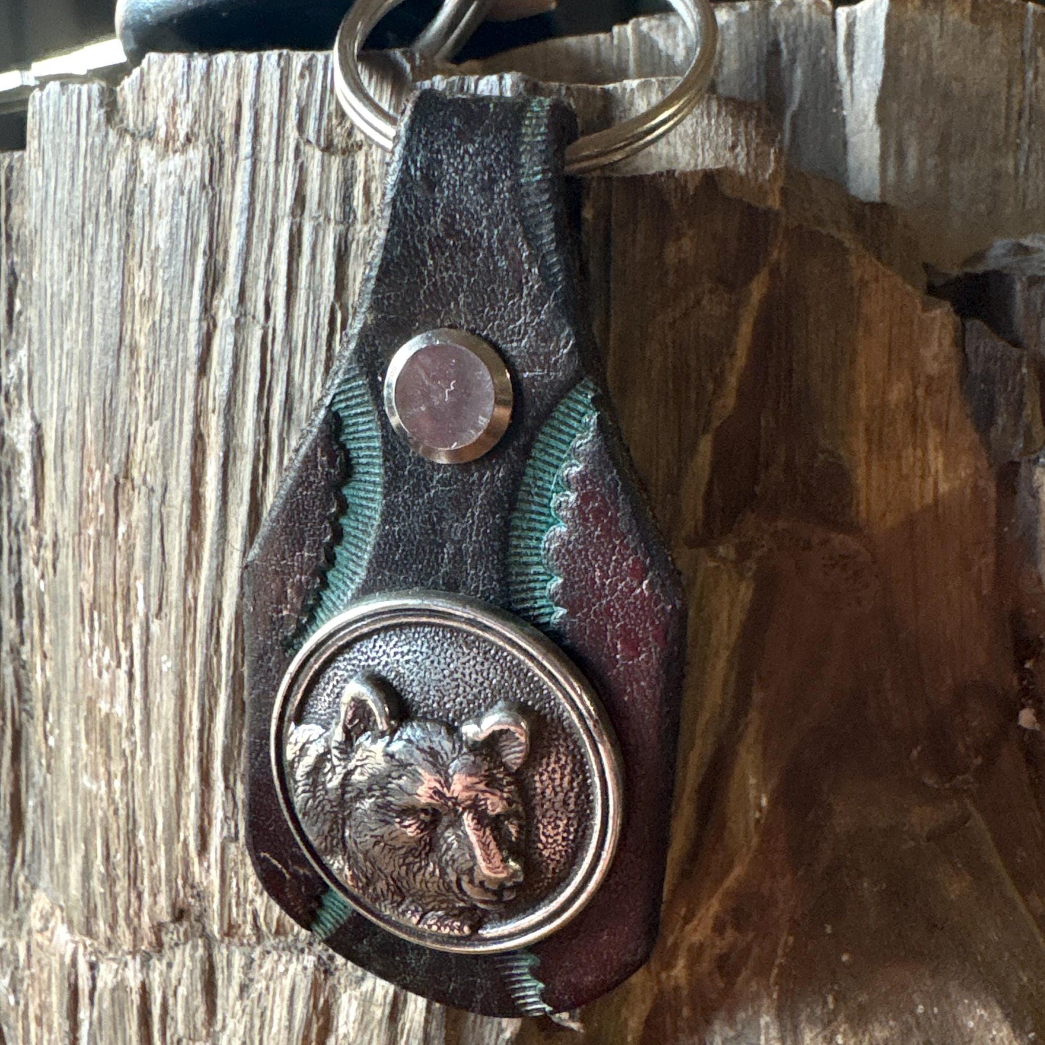 Grizzly Bear Handmade Leather Keychain