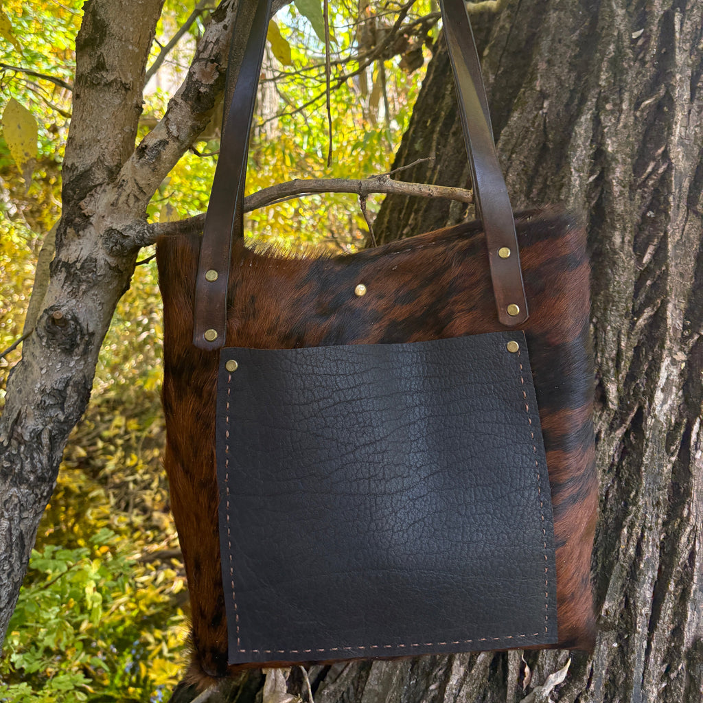 Handmade Hair on Hide Leather Boho & Western Tote Bag