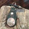 Sasquatch Handmade Leather Keychain: Tooled Bigfoot Accessory Turquoise