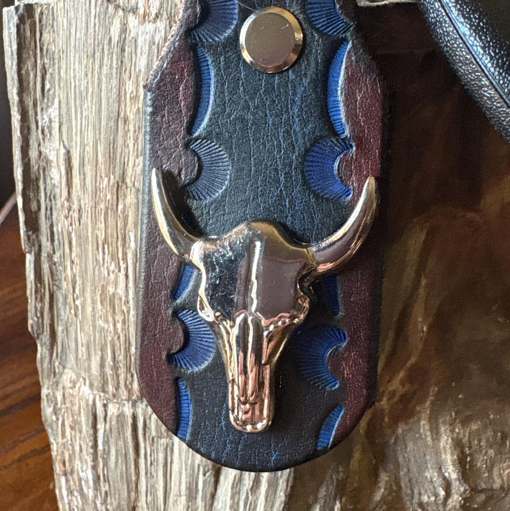 Longhorn Keychain: Handmade Texas Longhorn Leather Key Fob