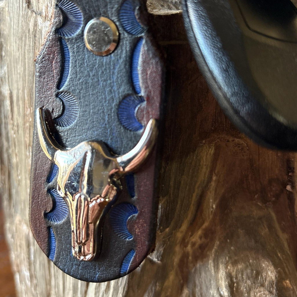 Longhorn Keychain: Handmade Texas Longhorn Leather Key Fob