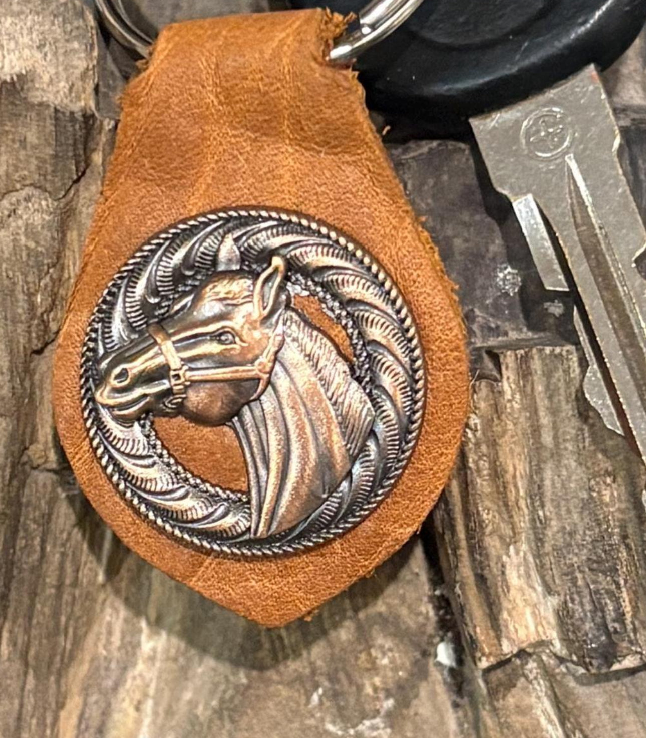 Horse Keychain, Handmade Leather Mare Stallion Let Fob