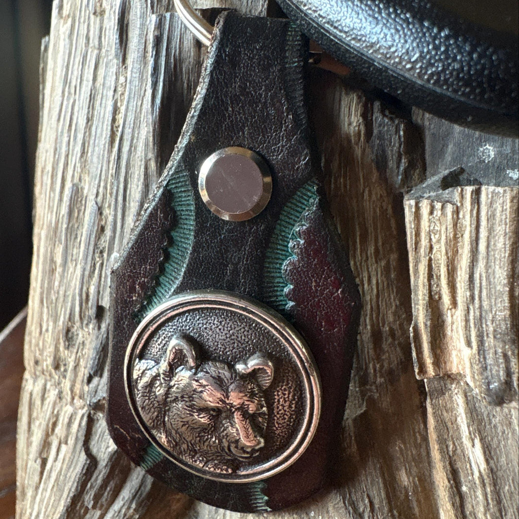 Grizzly Bear Handmade Leather Keychain