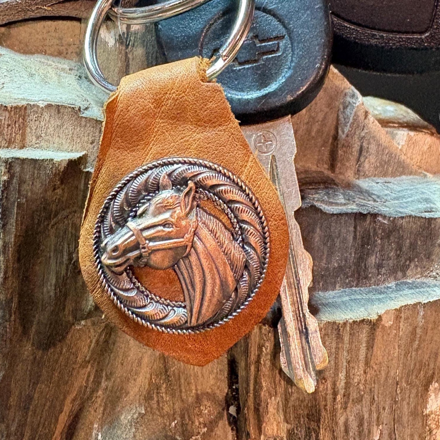 Horse Keychain, Handmade Leather Mare Stallion Let Fob