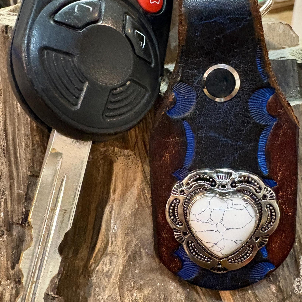 Heart keychain: Handmade Leather Key Fob, heart, handmade leather