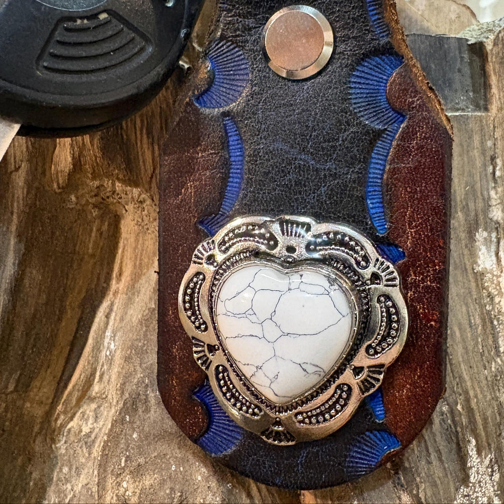 Heart keychain: Handmade Leather Key Fob, heart, handmade leather