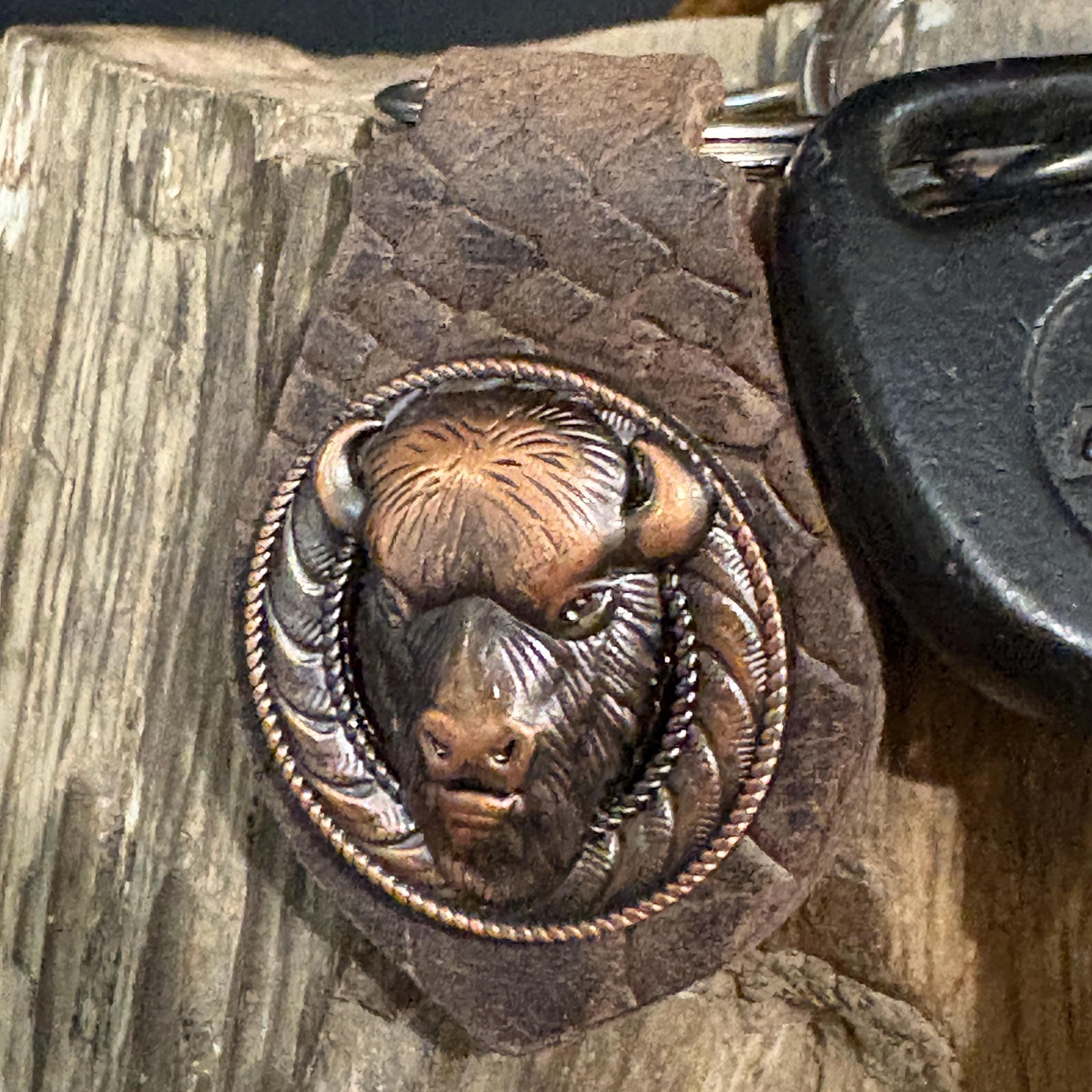 Buffalo Keychain, Handmade Leather keychain, Bison, Leather key chain, Key fob, Western Style Accessory