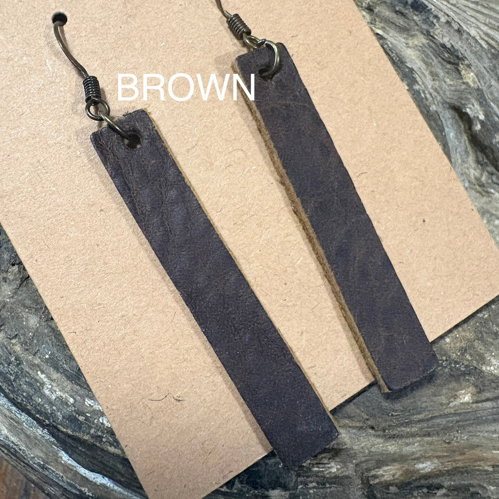 Leather Bar Earrings, Bar Drop Earrings, Lightweight Leather Earring