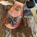 Butterfly keychain: Beige and Tan Handmade Leather Key Fob