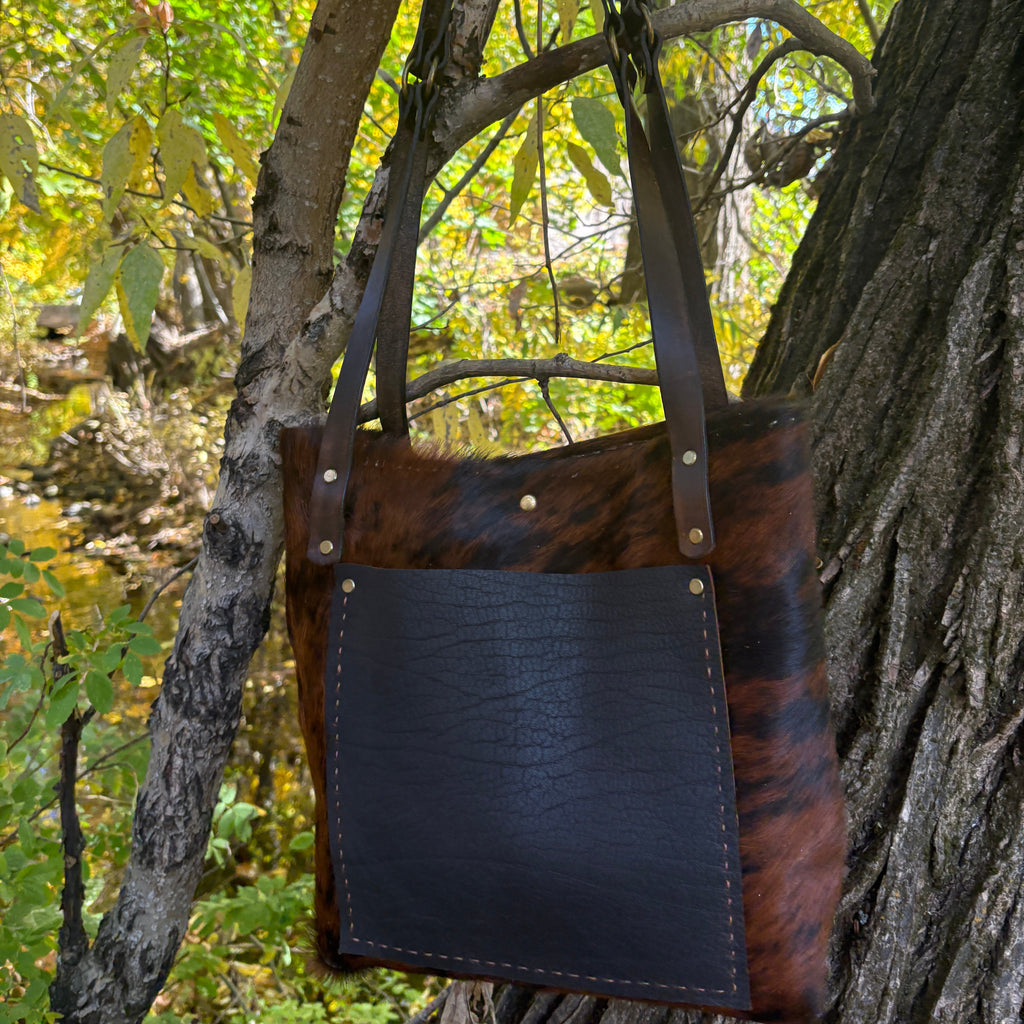 Handmade Hair on Hide Leather Boho & Western Tote Bag