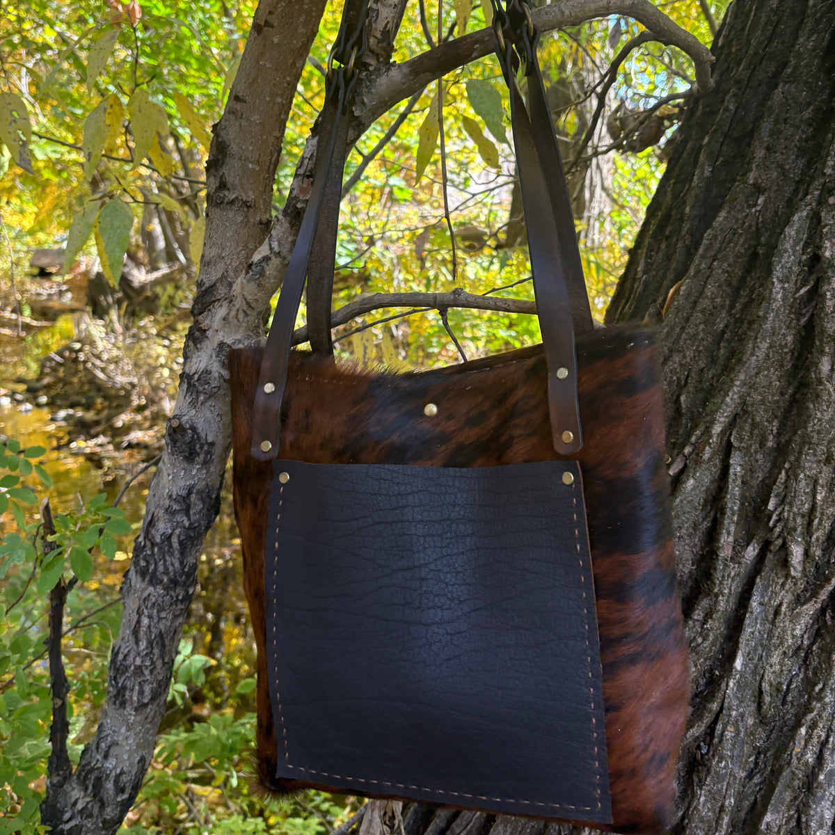 Handmade Hair on Hide Leather Boho & Western Tote Bag