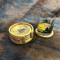 Handmade Rustic Oak & Leather Coaster Set, 4 Pieces