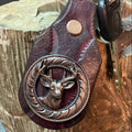 Deer Keychain: Antler, Wildlife, Handmade Leather Hunting Burgundy Brown Western Style Key Fob