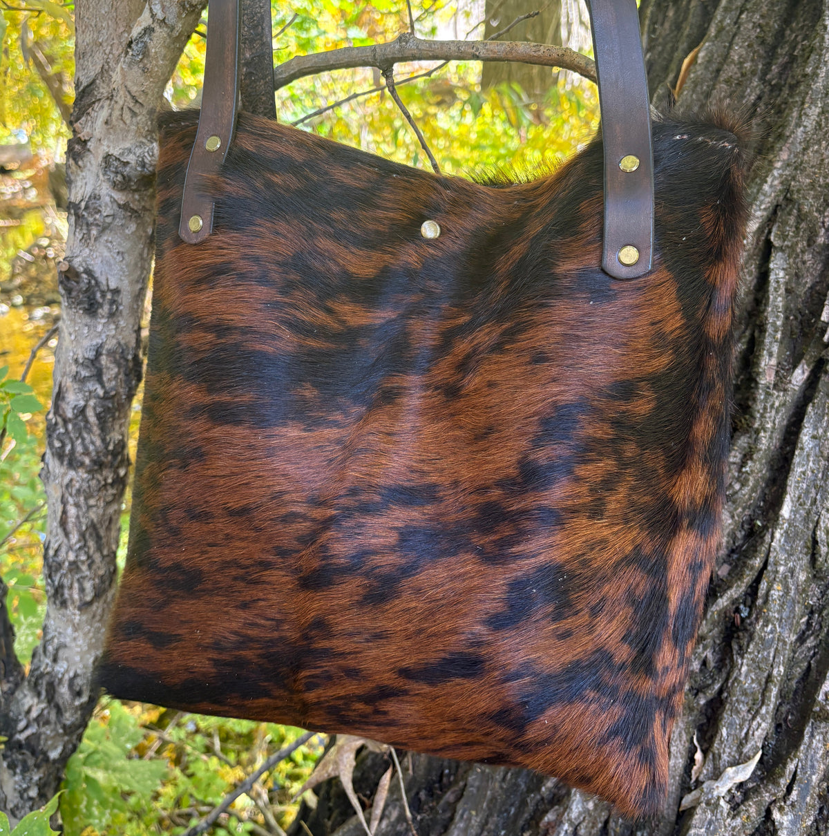 Handmade Hair on Hide Leather Boho & Western Tote Bag