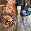 Handmade Brown Leather Fishing Keychain, Large Mouth Bass, Bass Fishing Gift