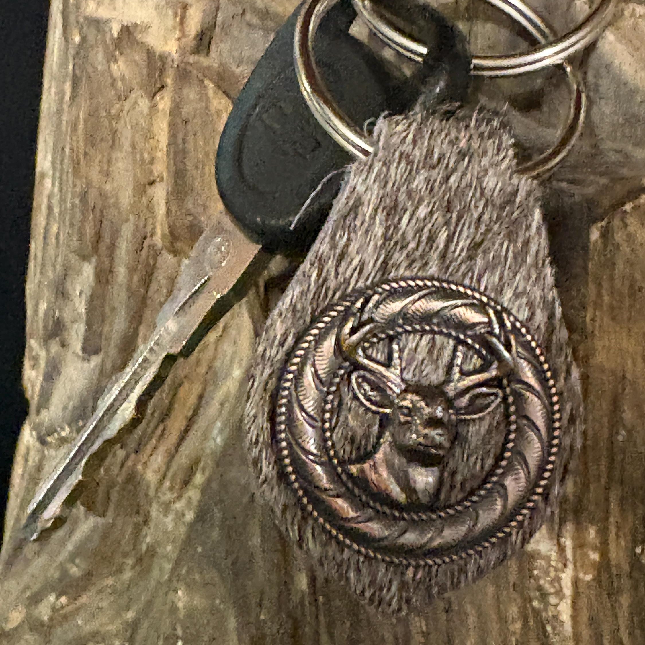 Handmade Hair-on Hide Leather Keychain with Deer Concho, Hunting Accessory