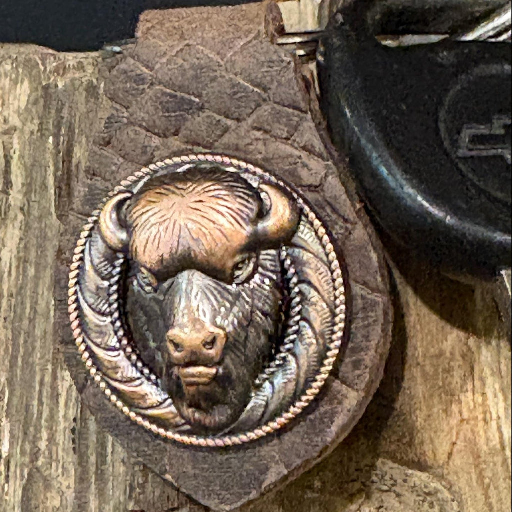 Buffalo Keychain, Handmade Leather keychain, Bison, Leather key chain, Key fob, Western Style Accessory