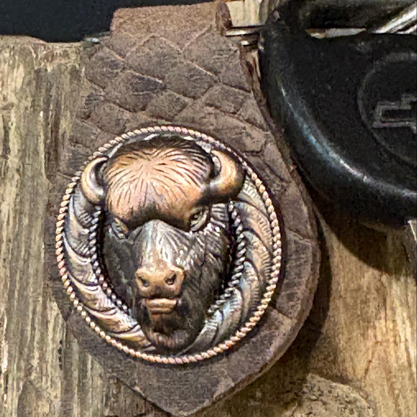 Buffalo Keychain, Handmade Leather keychain, Bison, Leather key chain, Key fob, Western Style Accessory