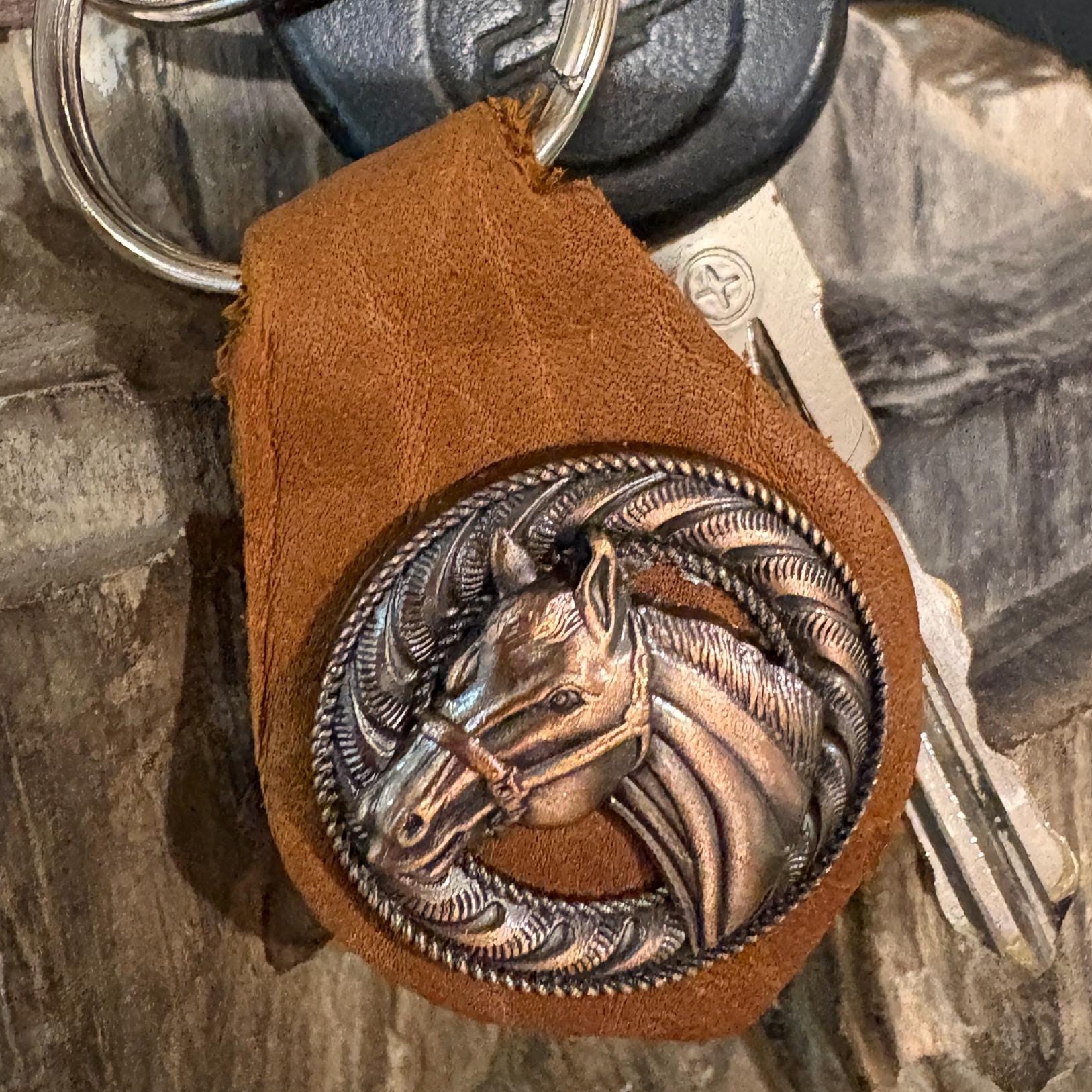 Horse Keychain, Handmade Leather Mare Stallion Let Fob