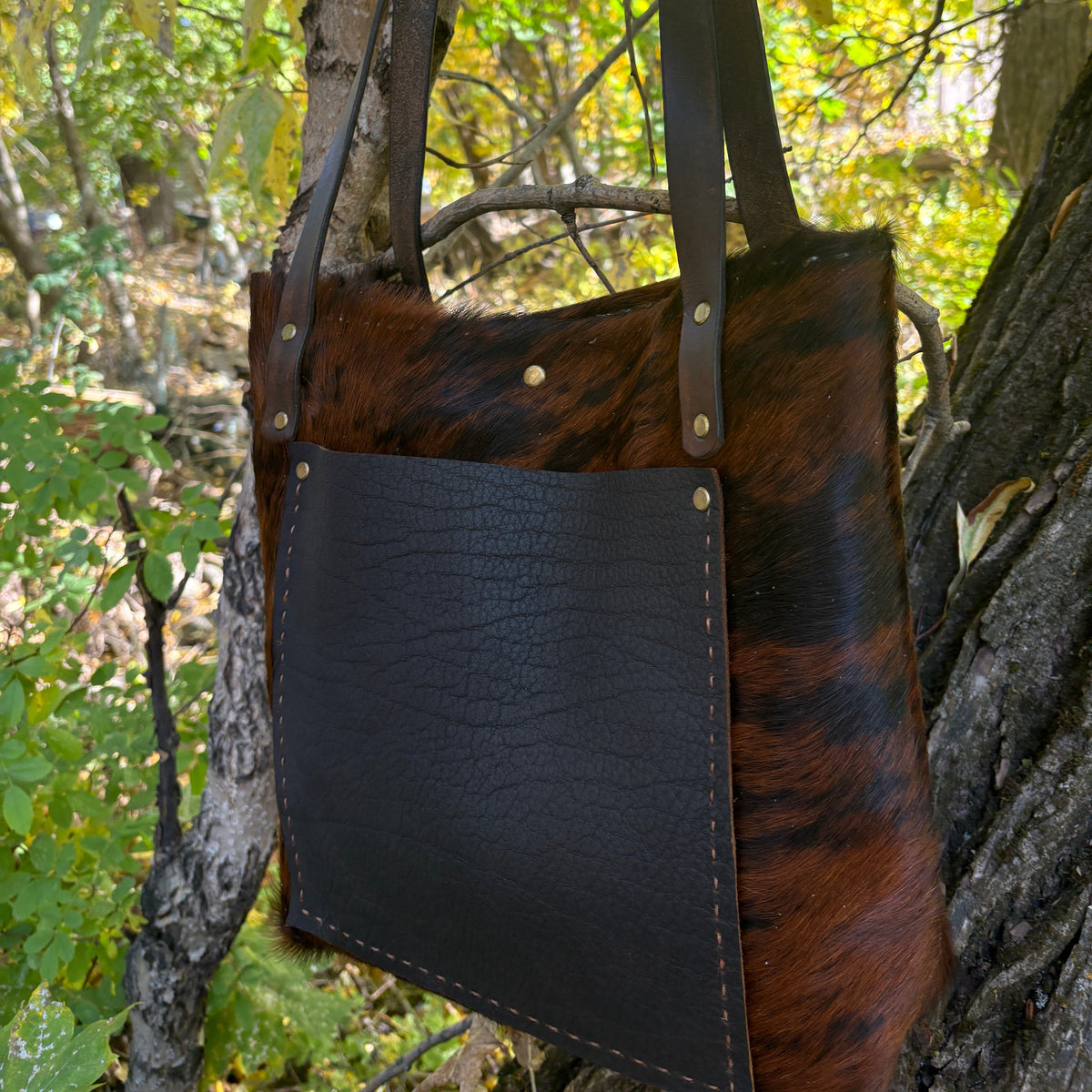 Handmade Hair on Hide Leather Boho & Western Tote Bag