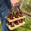 Wood and Leather Beer Carrier, Beer Carrier, Rustic 6 Pack Beer Caddy, Leather and Wooden Beer Carry