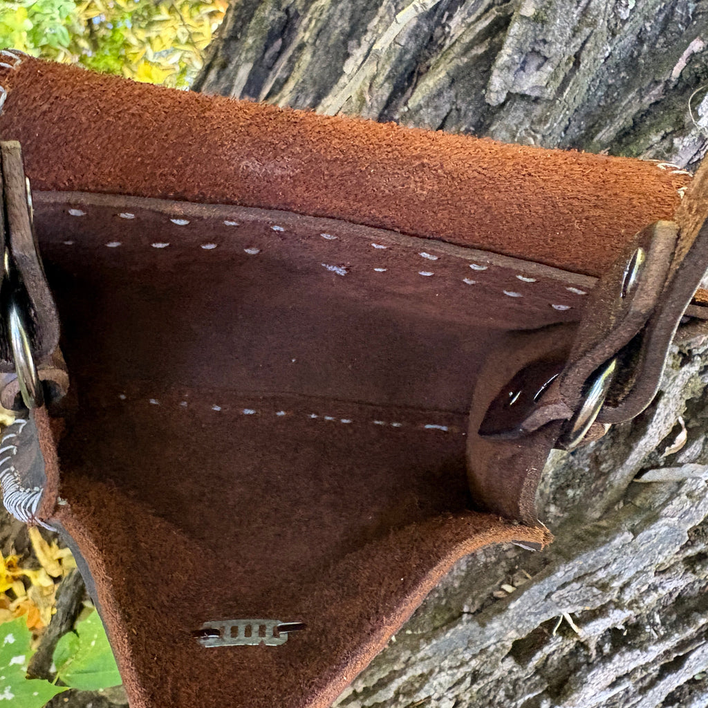 Handmade Mocha Brown Black Oil Tanned Leather Crossbody Purse