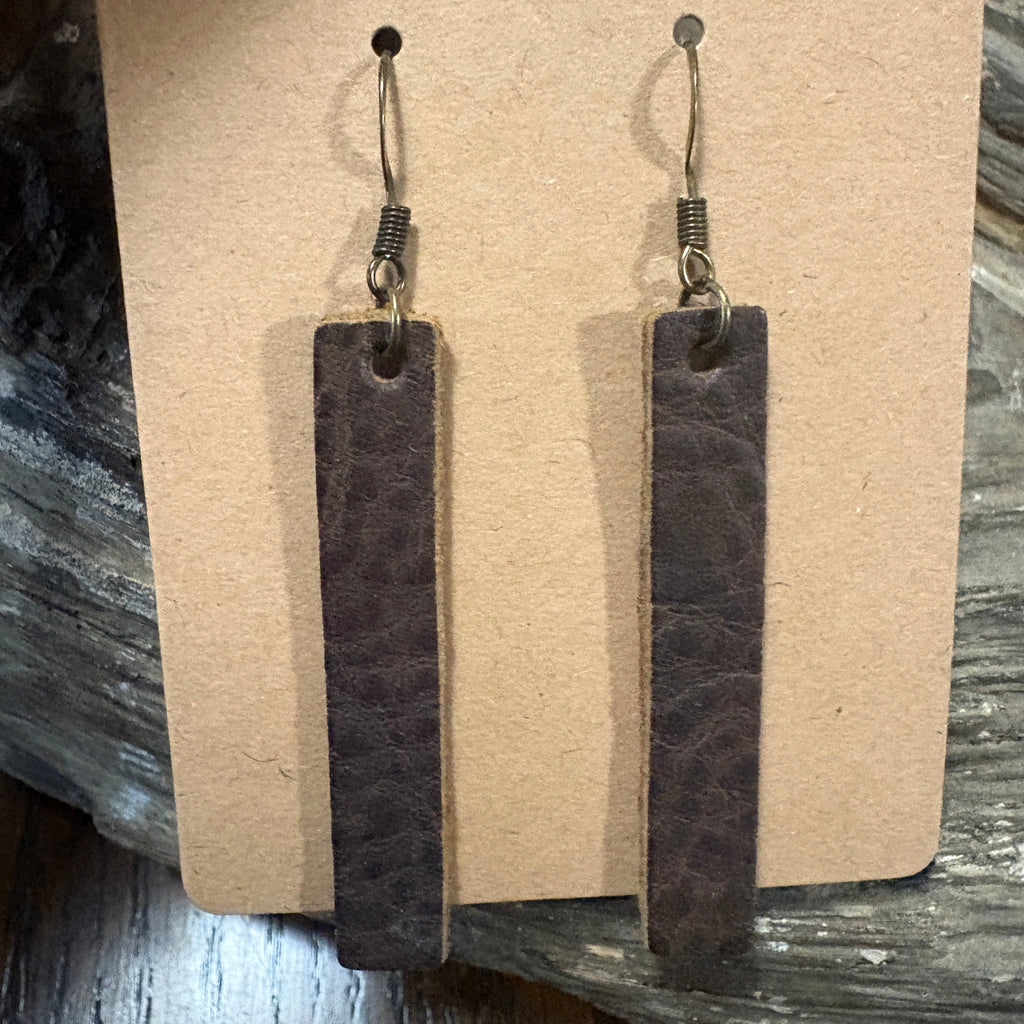 Leather Bar Earrings, Bar Drop Earrings, Lightweight Leather Earring