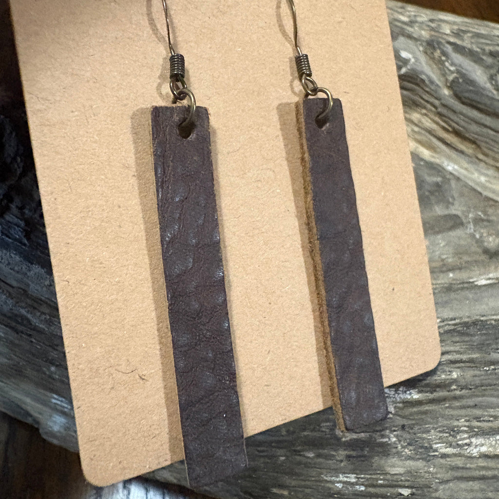 Leather Bar Earrings, Bar Drop Earrings, Lightweight Leather Earring