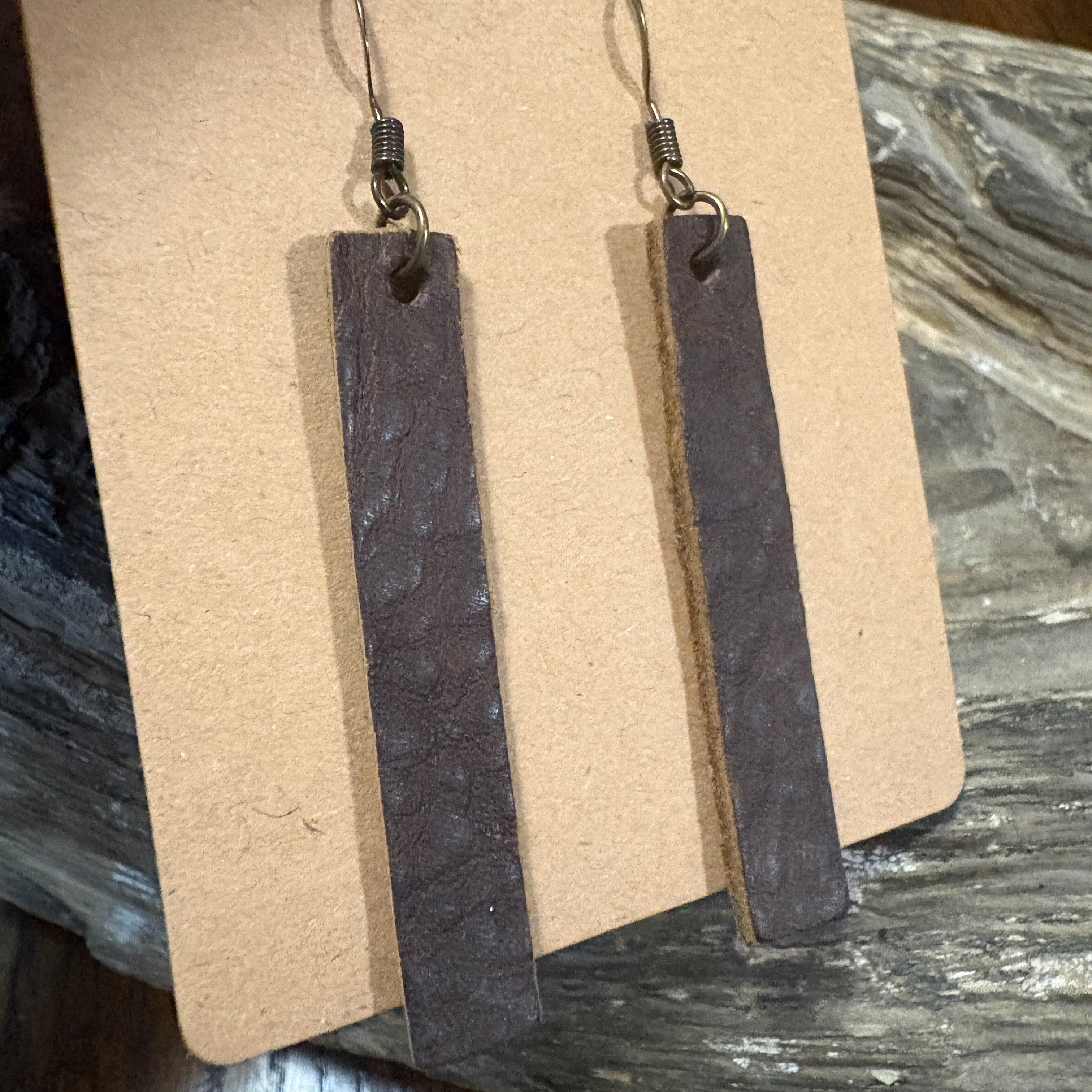 Leather Bar Earrings, Bar Drop Earrings, Lightweight Leather Earring