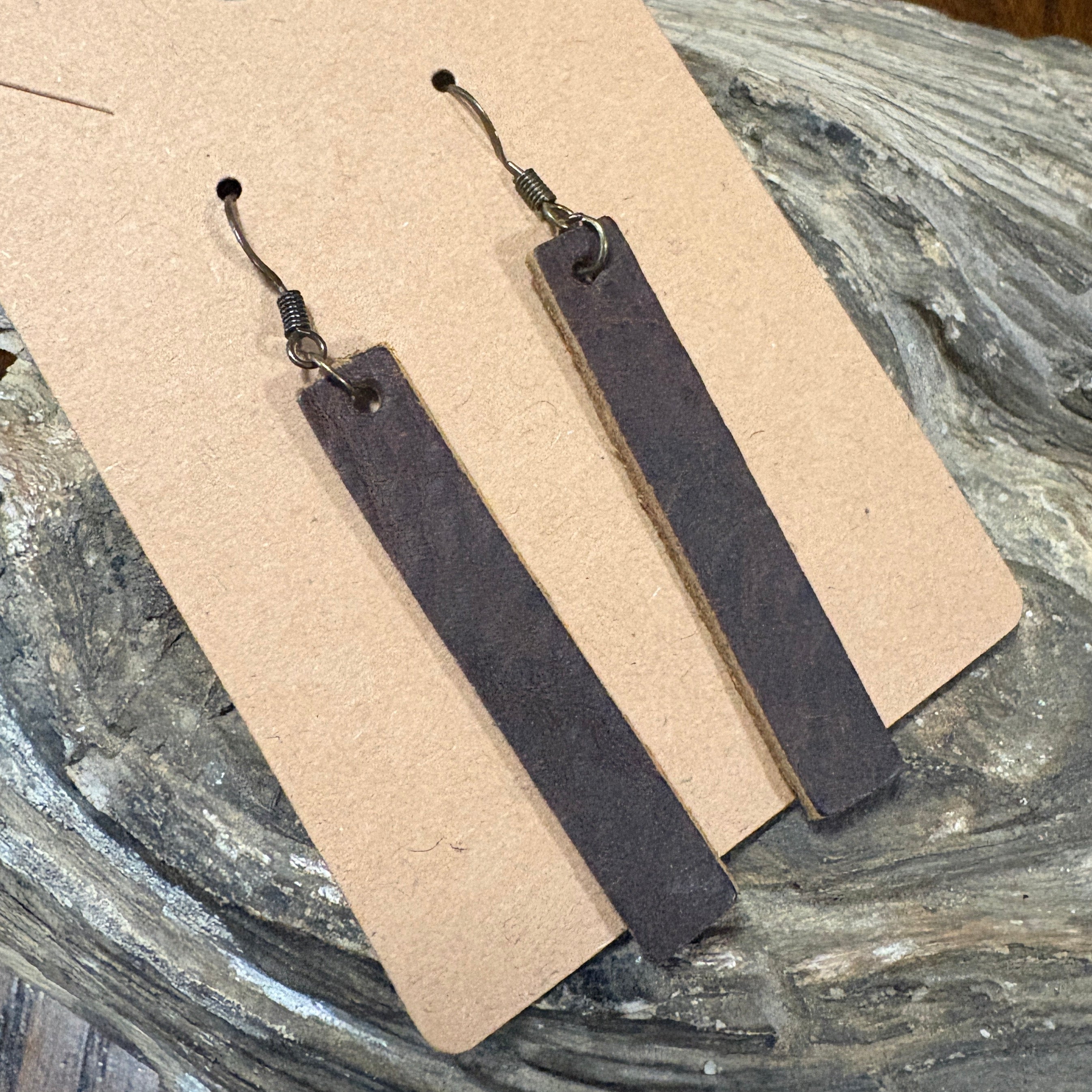 Leather Bar Earrings, Bar Drop Earrings, Lightweight Leather Earring