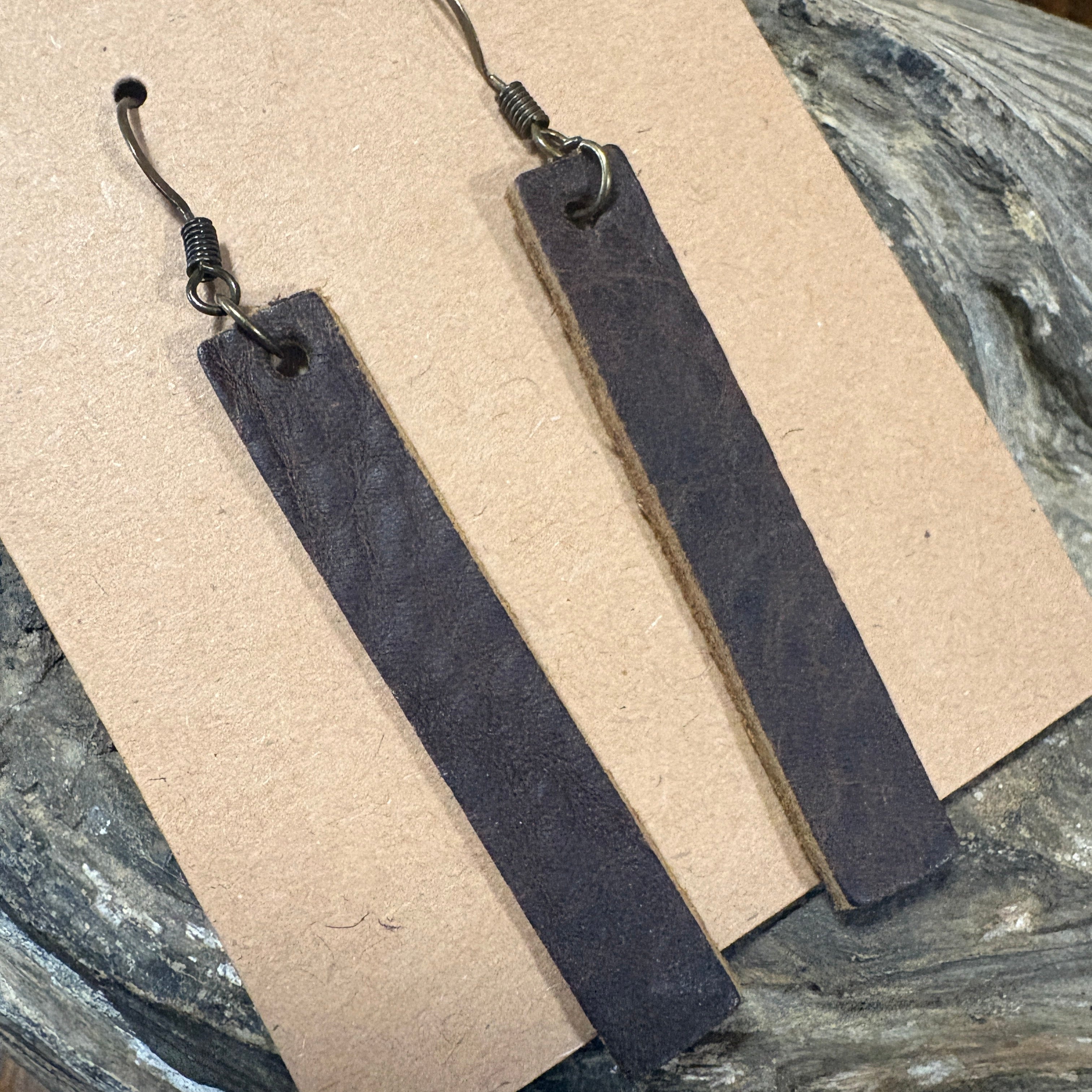 Leather Bar Earrings, Bar Drop Earrings, Lightweight Leather Earring