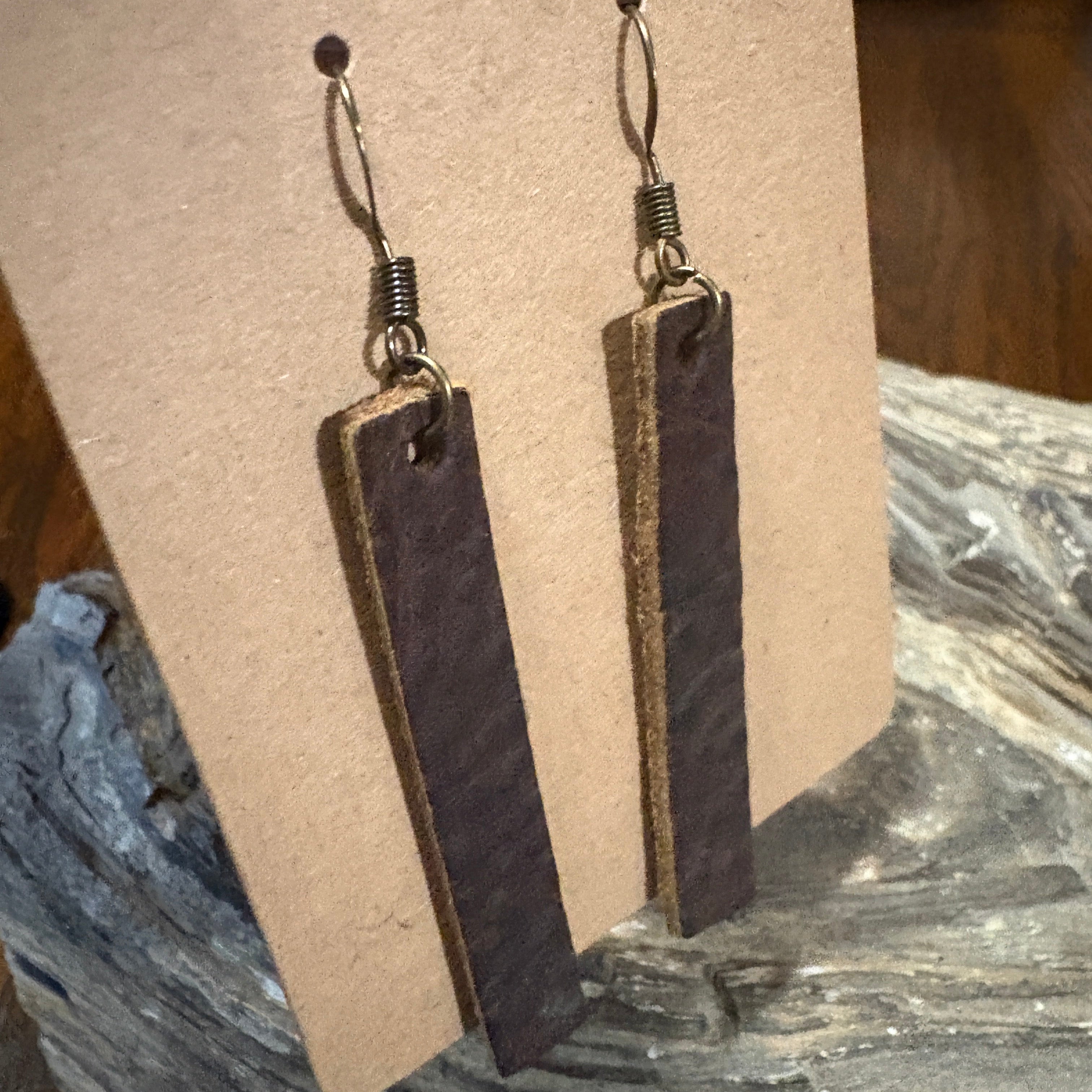Leather Bar Earrings, Bar Drop Earrings, Lightweight Leather Earring