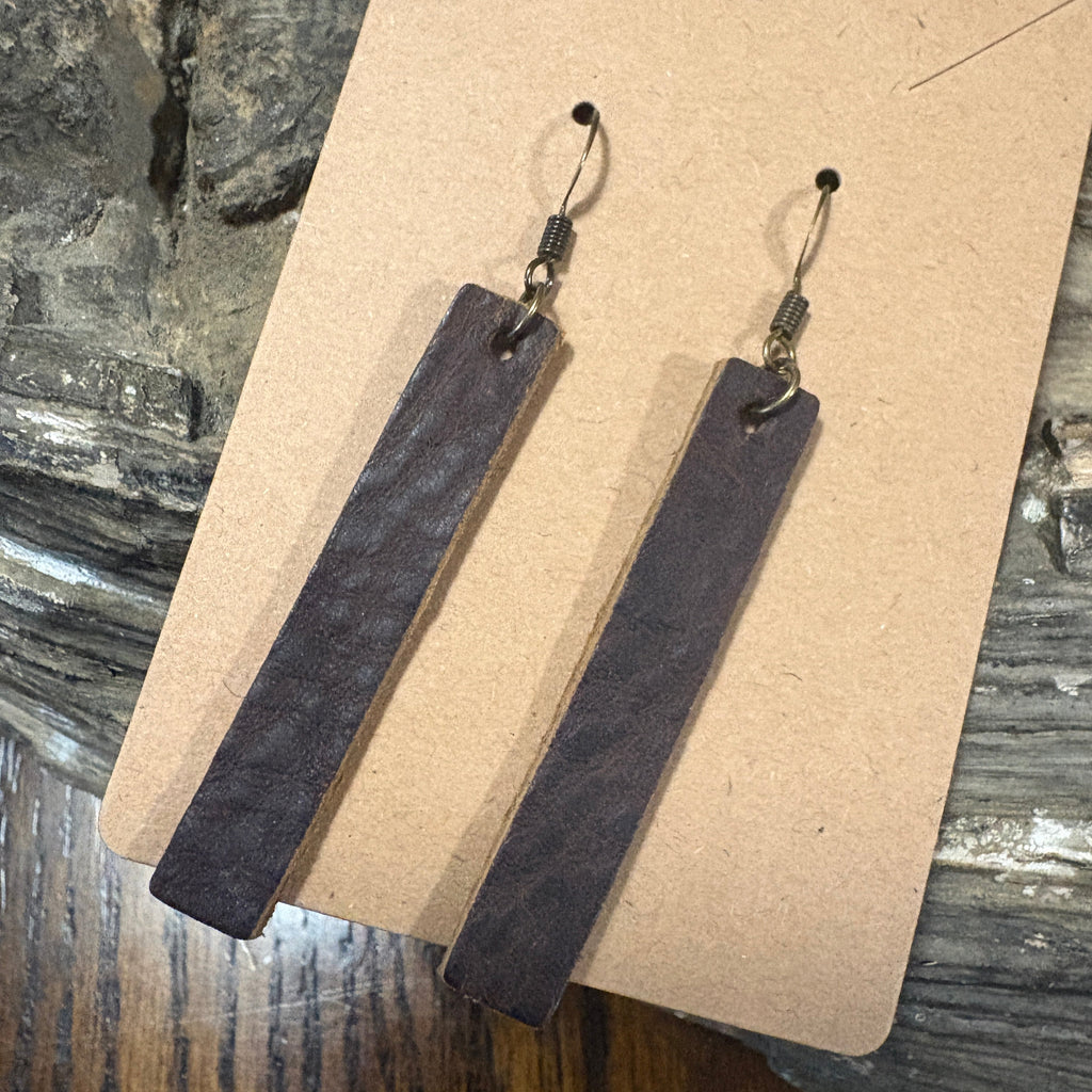 Leather Bar Earrings, Bar Drop Earrings, Lightweight Leather Earring