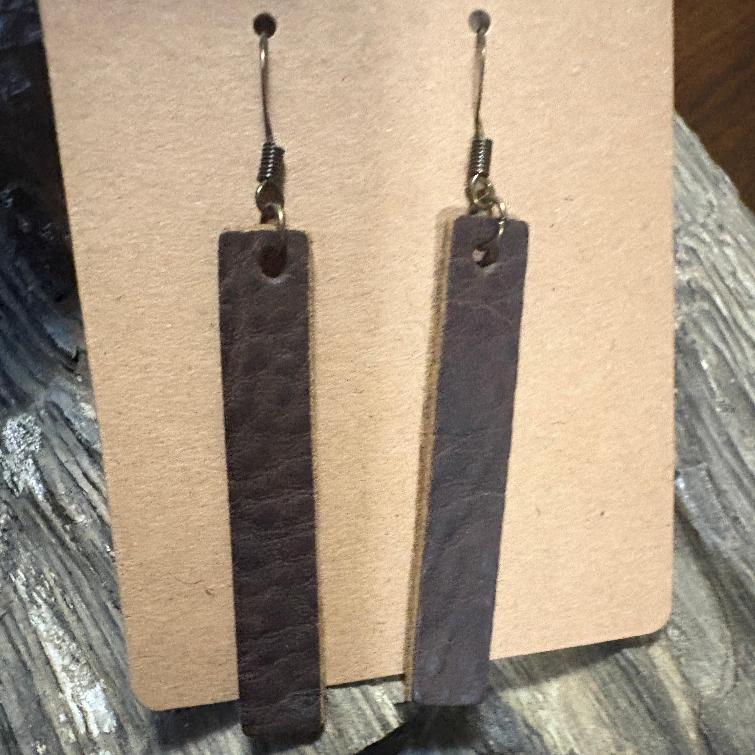 Leather Bar Earrings, Bar Drop Earrings, Lightweight Leather Earring