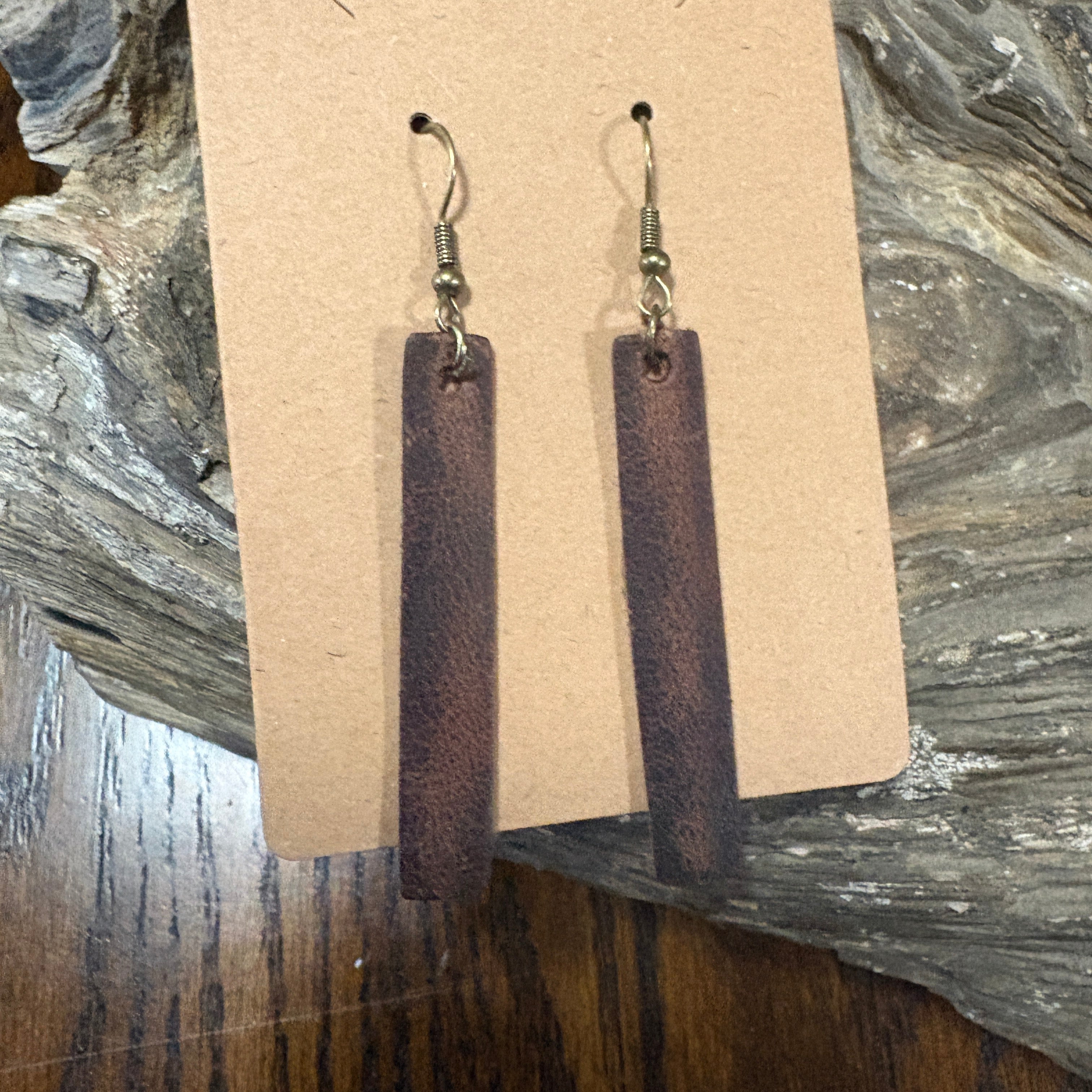 Leather Bar Earrings, Bar Drop Earrings, Lightweight Leather Earring