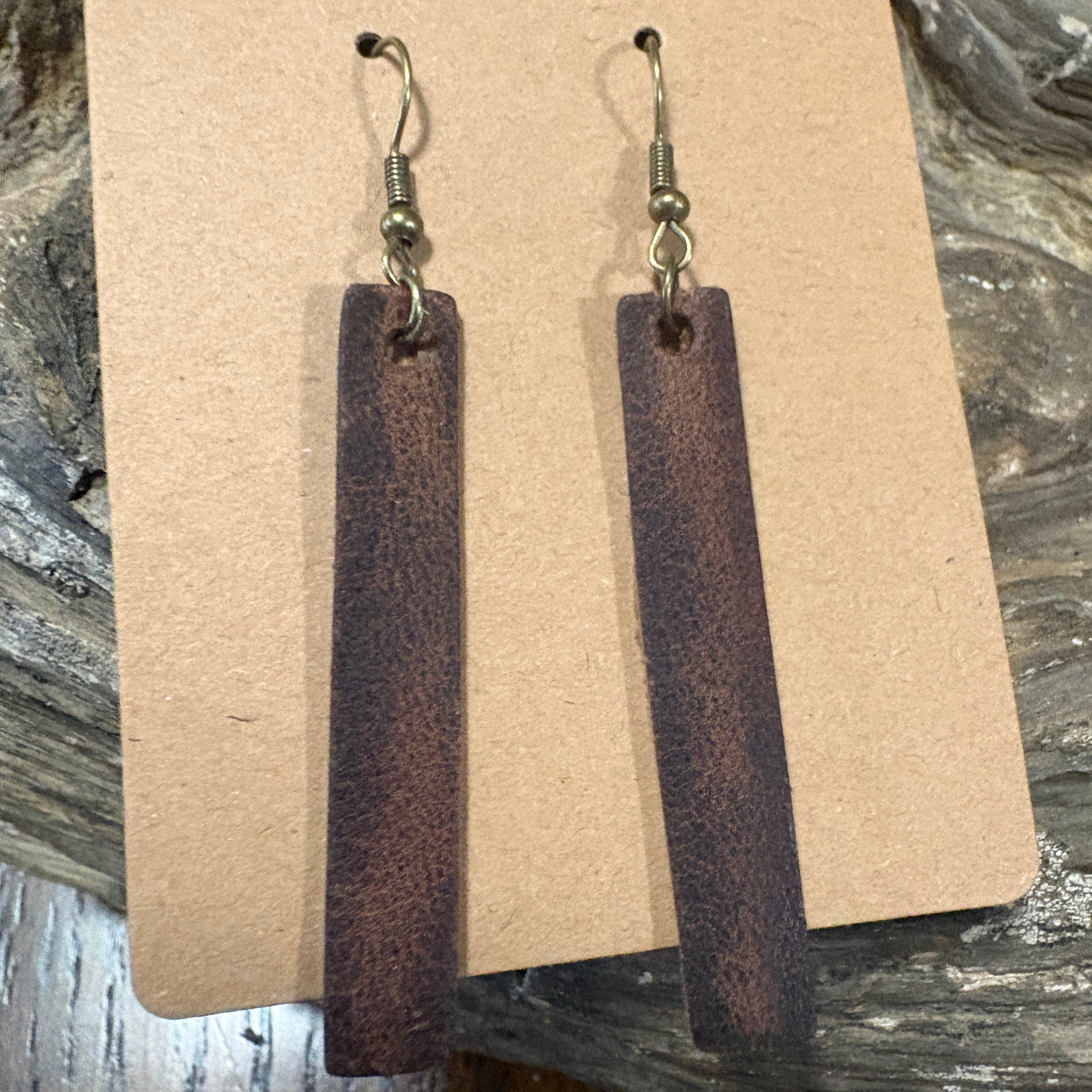 Leather Bar Earrings, Bar Drop Earrings, Lightweight Leather Earring