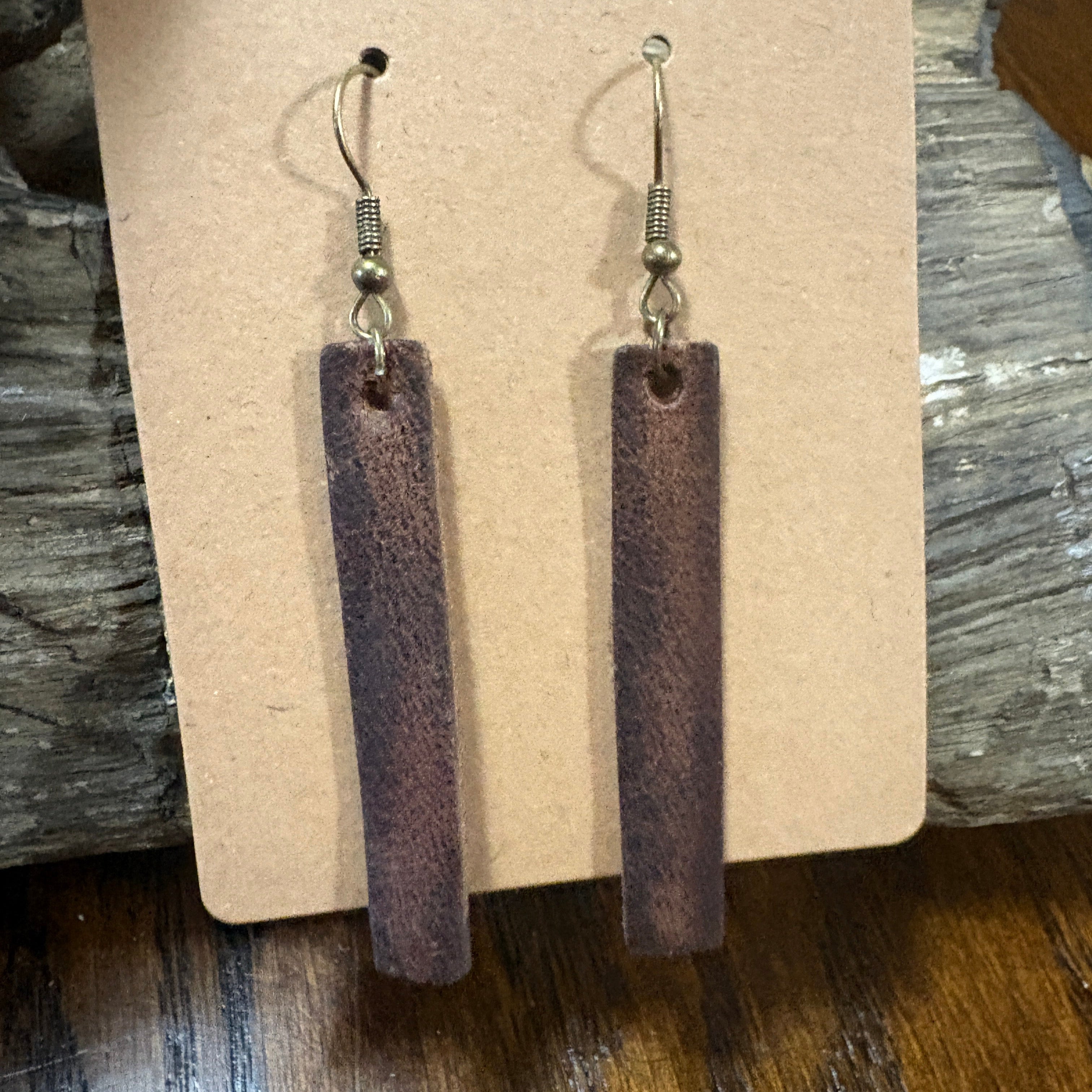 Leather Bar Earrings, Bar Drop Earrings, Lightweight Leather Earring