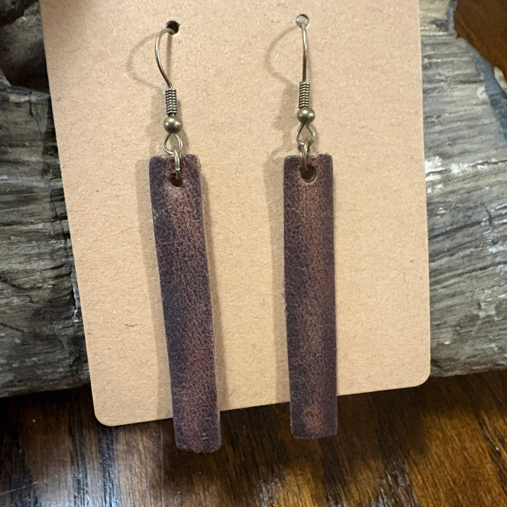 Leather Bar Earrings, Bar Drop Earrings, Lightweight Leather Earring