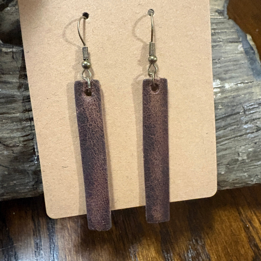 Leather Bar Earrings, Bar Drop Earrings, Lightweight Leather Earring