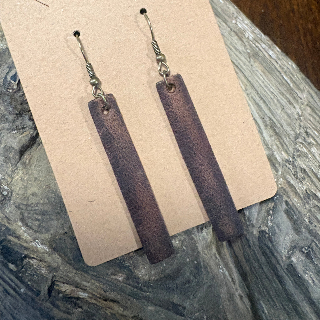 Leather Bar Earrings, Bar Drop Earrings, Lightweight Leather Earring