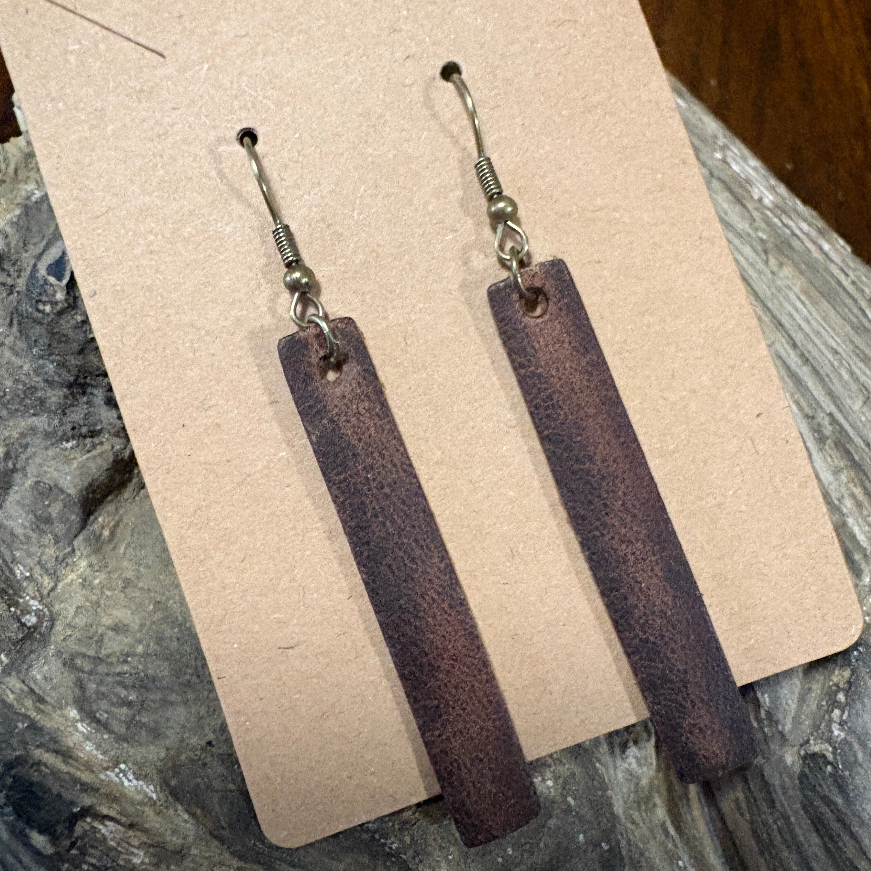 Leather Bar Earrings, Bar Drop Earrings, Lightweight Leather Earring