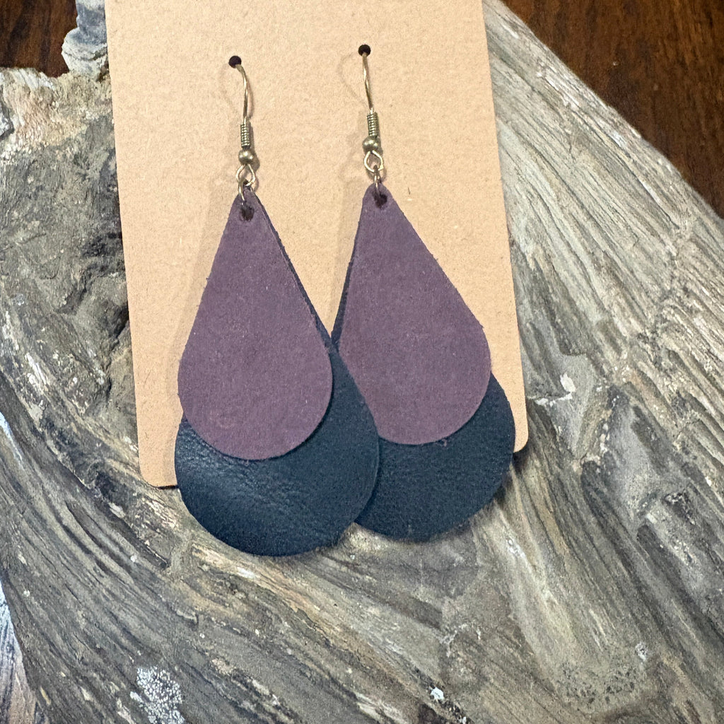 Tear Drop Earring, Leather Tear Drop, Leather Earring, Unique Leather Earrings