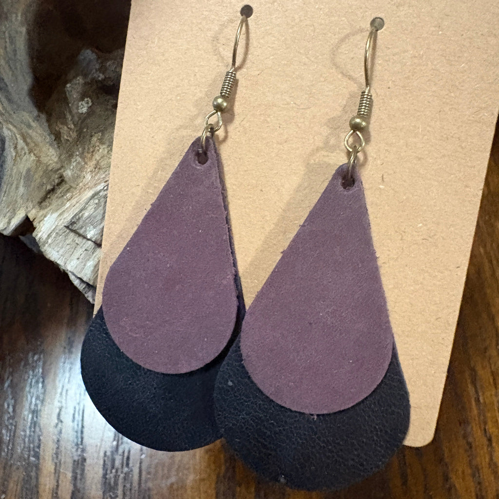 Tear Drop Earring, Leather Tear Drop, Leather Earring, Unique Leather Earrings