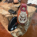 Longhorn Keychain: Handmade Texas Longhorn Horseshow Leather Key Fob