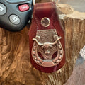 Longhorn Keychain: Handmade Texas Longhorn Horseshow Leather Key Fob
