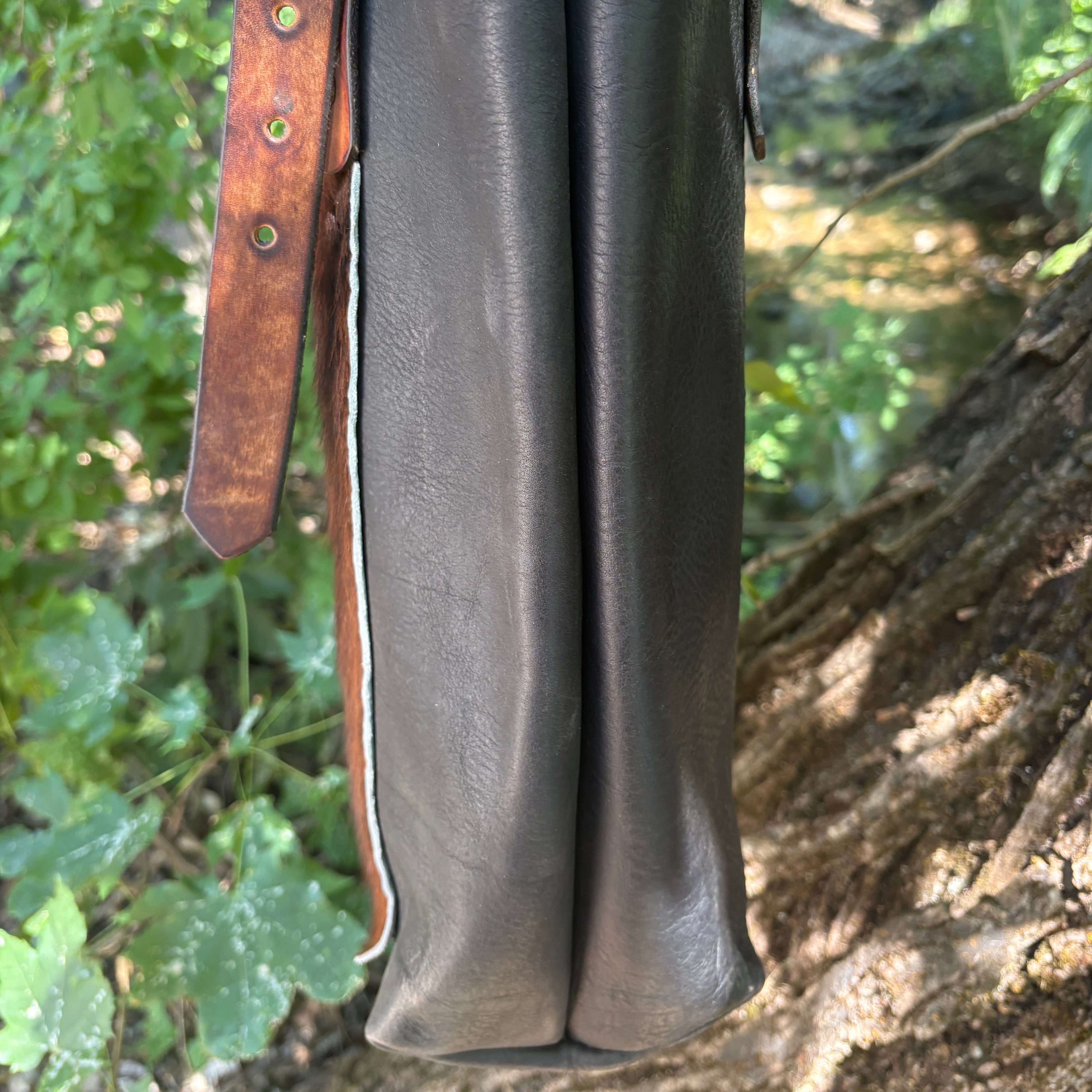 Handmade Black Leather Boho & Western Tote Bag