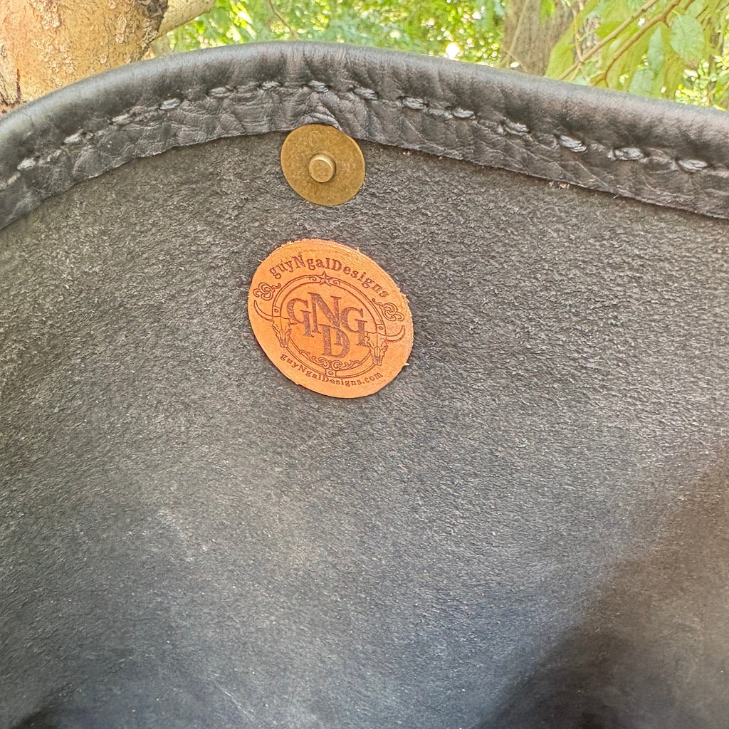 Handmade Black Leather Boho & Western Tote Bag