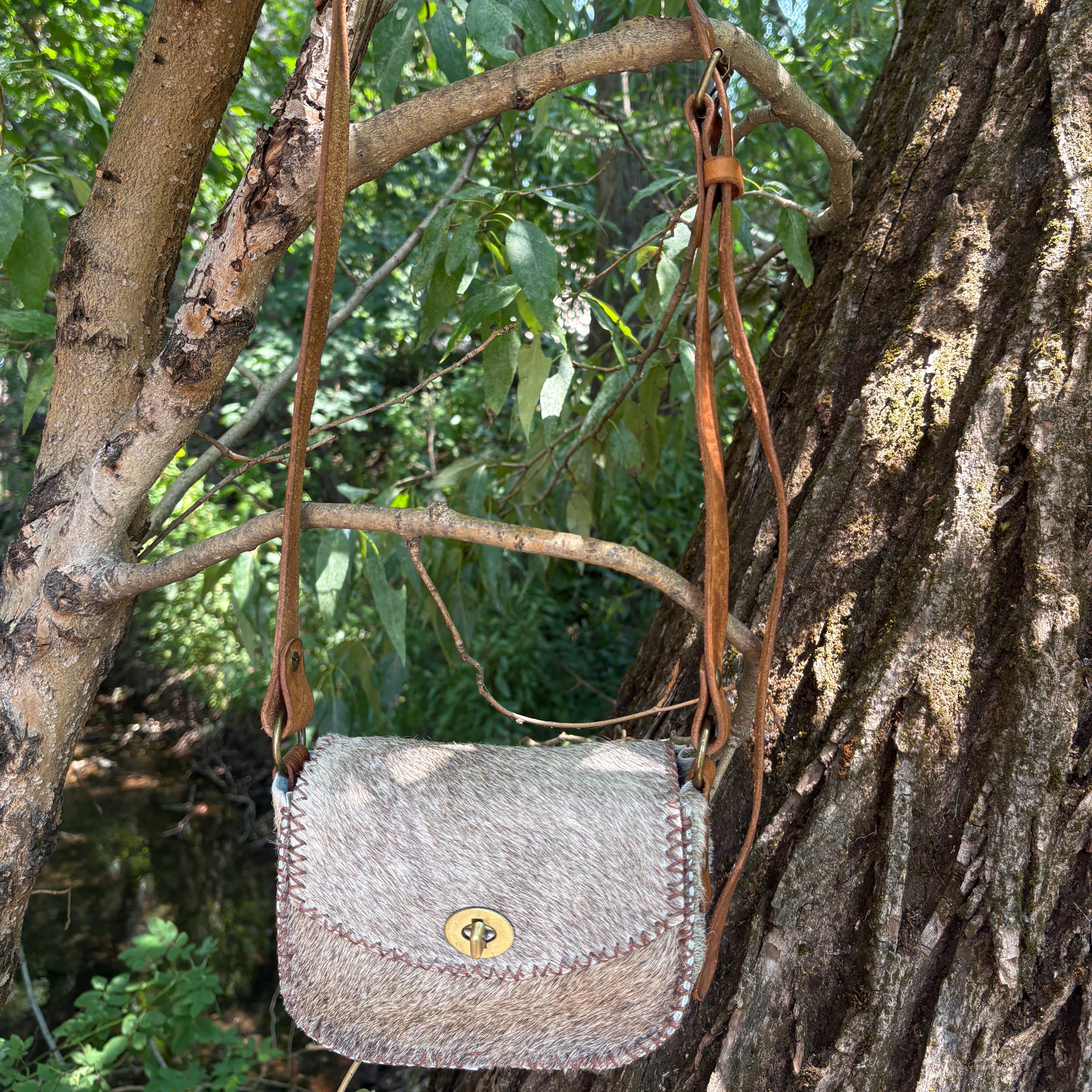 Handmade Hair-on-Hide Leather Crossbody Purse