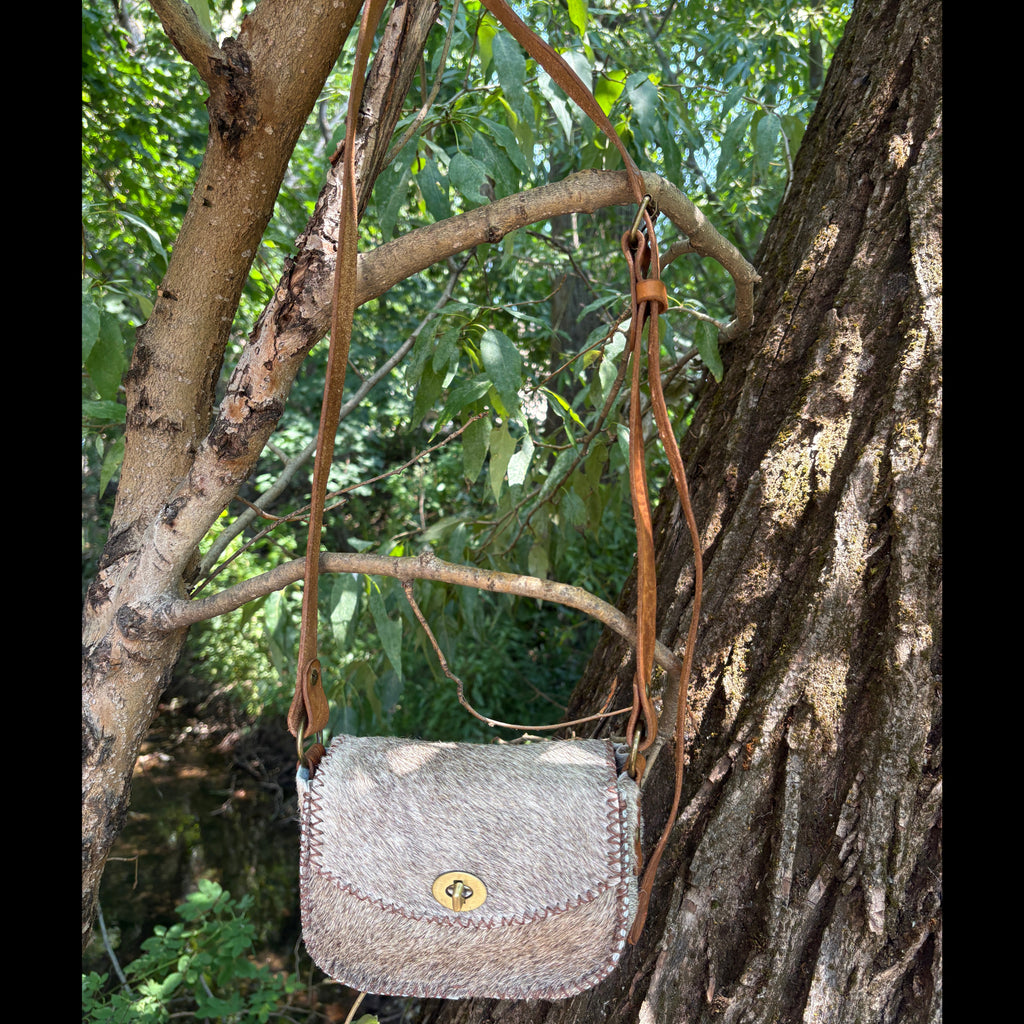 Handmade Hair-on-Hide Leather Crossbody Purse